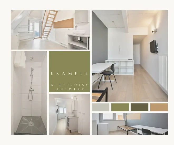 Exemple d'une chambre d'étudiant dans le bâtiment K-Building à Anvers